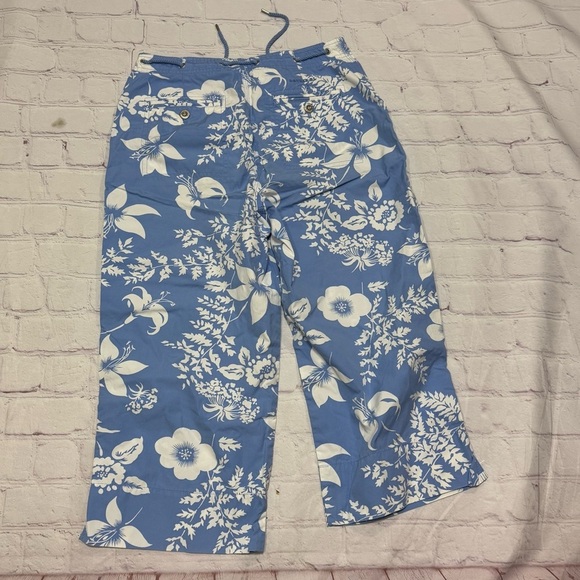 LAUREN RALPH LAUREN vintage y2k Floral Blue and White   cropped Pants 6 petite - Picture 2 of 16